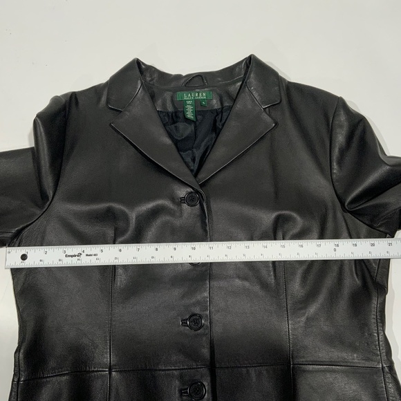 Lauren Ralph Lauren Sz XL Black leather Blazer Jacket - Picture 6 of 10